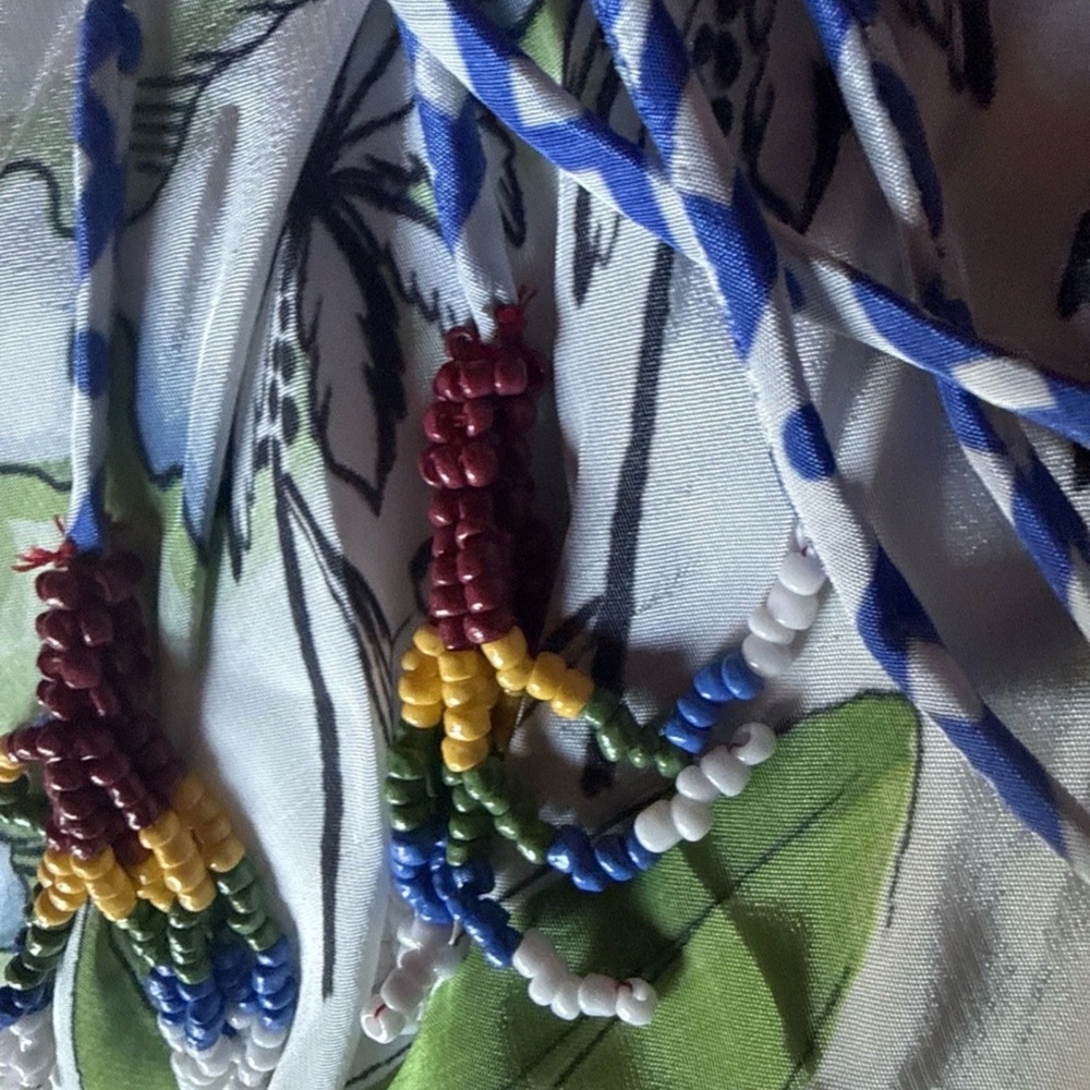 FARM Rio Floral Patchwork Wrap Dress in White, Yellow, Blue & Red - Picture 8 of 13